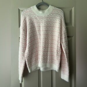 Bobeau Soft Pink and White Striped Sweater